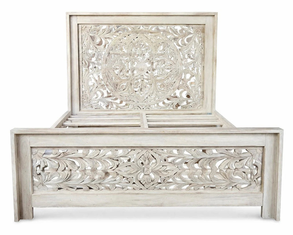 Nidhi Hand-Carved Solid Wood Bed (King Size) - DOBRI ARTS AU