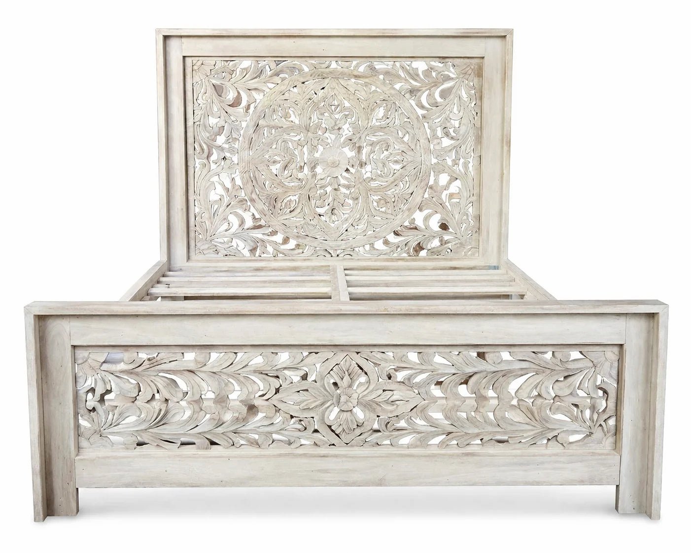Nidhi Hand-Carved Solid Wood Bed (King Size) - DOBRI ARTS AU