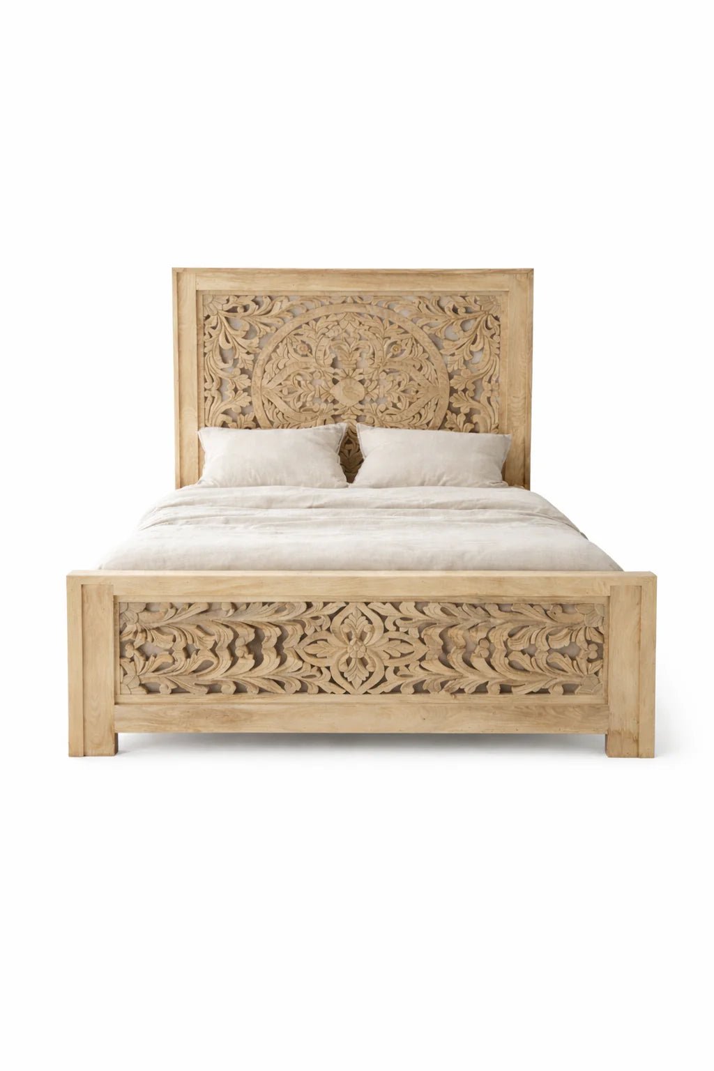 Nidhi Hand-Carved Solid Wood Bed (King Size) - DOBRI ARTS AU