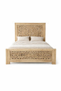 Nidhi Hand-Carved Solid Wood Bed (King Size) - DOBRI ARTS AU