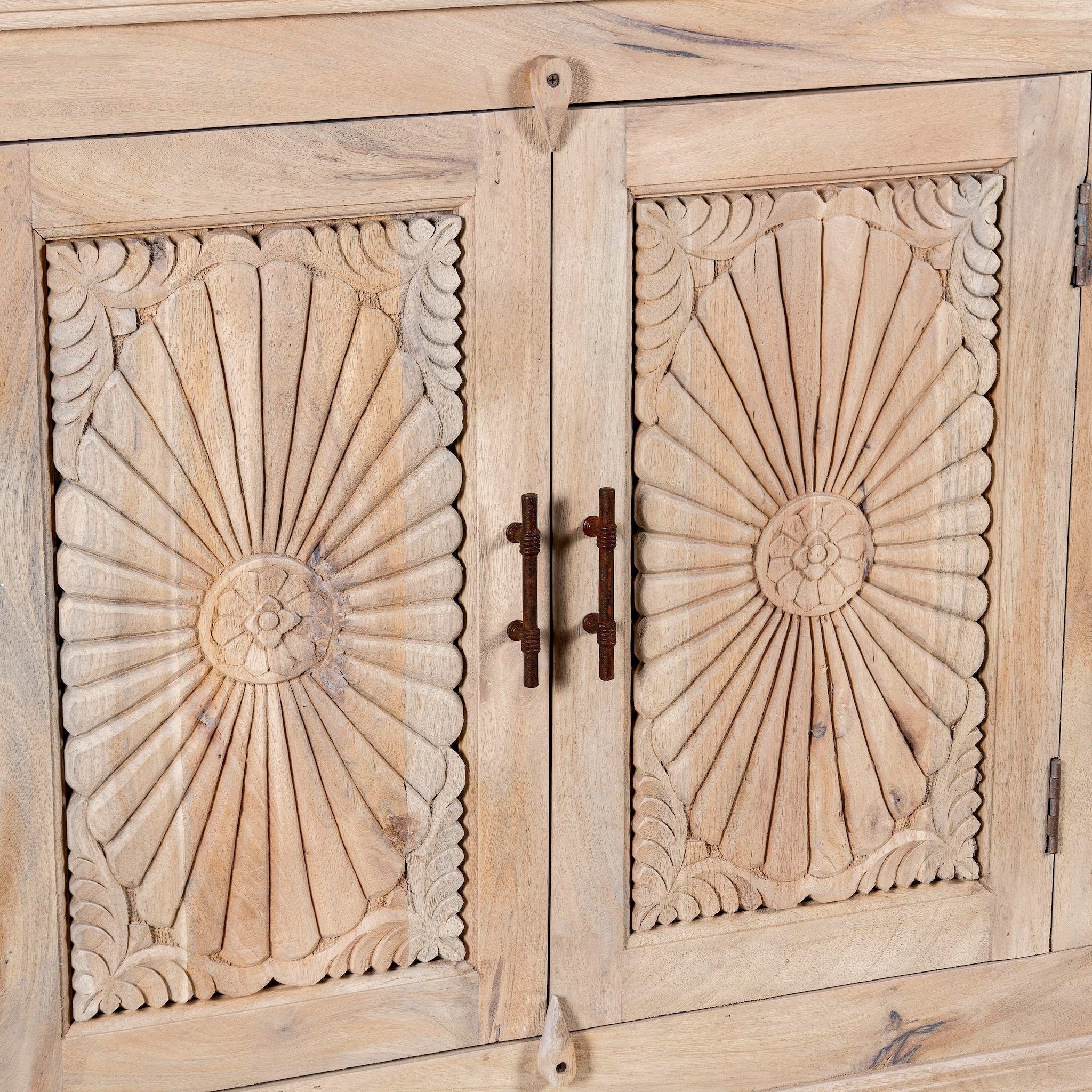 Niti Ibiza-Style Hand Carved Mango Wood Sideboard - DOBRI ARTS AU