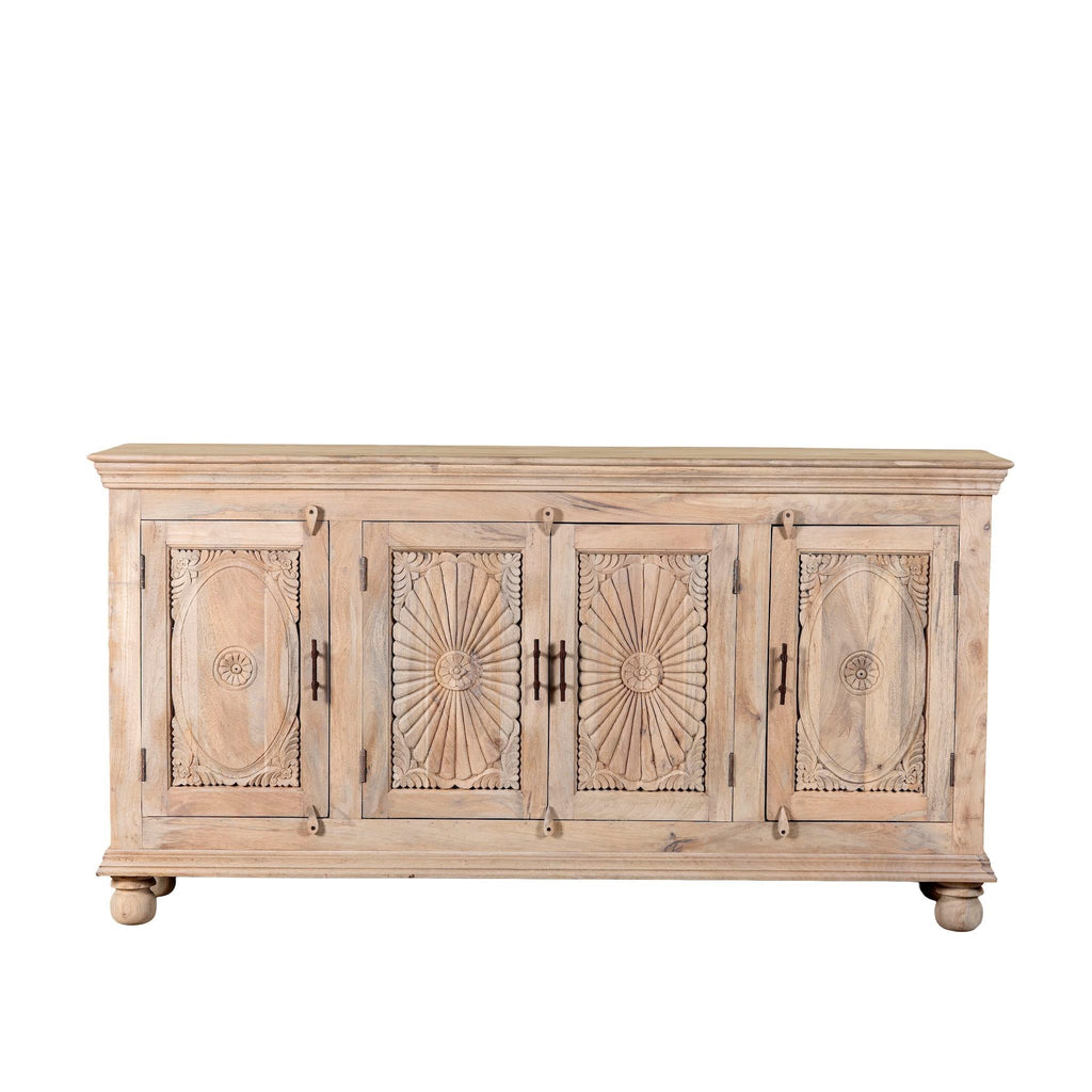Niti Ibiza-Style Hand Carved Mango Wood Sideboard - DOBRI ARTS AU