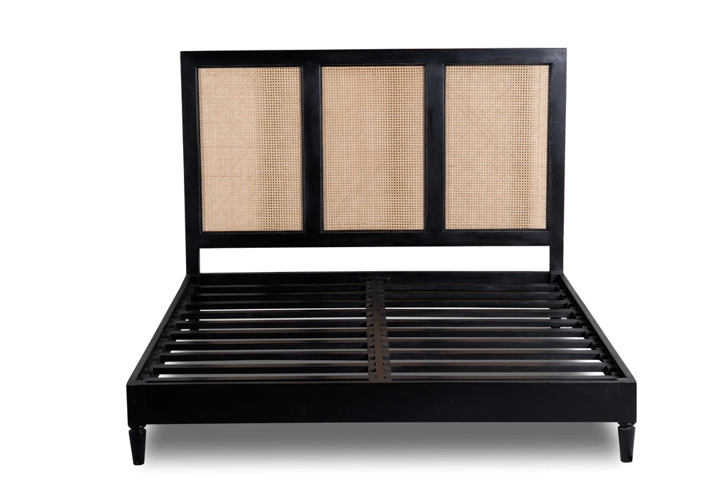 Noir Haven Cane Panel Bed (King Size) - DOBRI ARTS AU