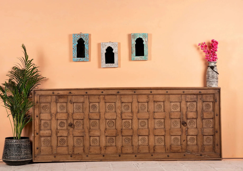 Okhai Heritage Teak Wood Carved Headboard Panel - DOBRI ARTS AU