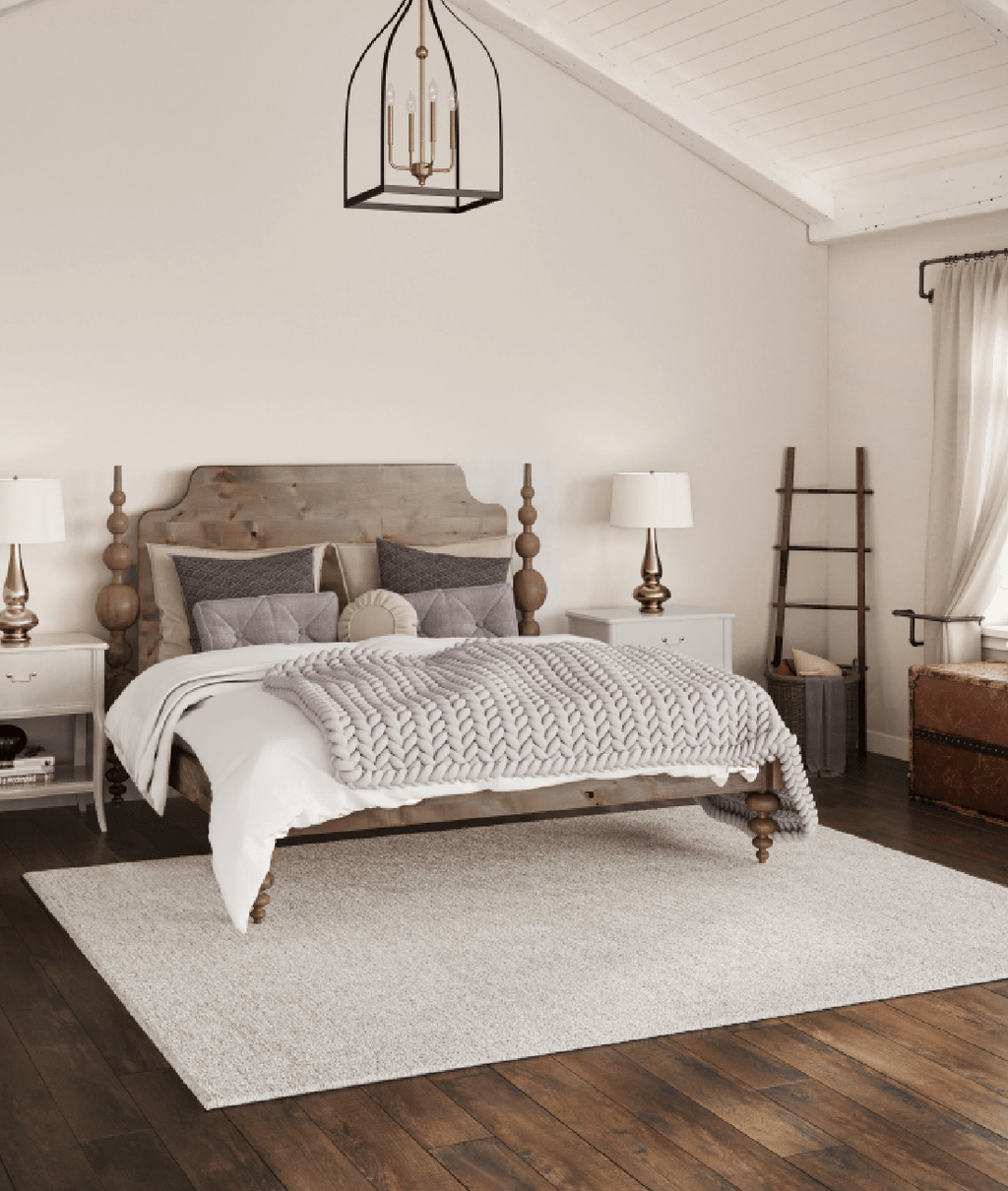 Opal Light Walnut Mango Wood Bed – Rustic Solid Wood King Queen Bed with Turned Wooden Posts - DOBRI ARTS AU