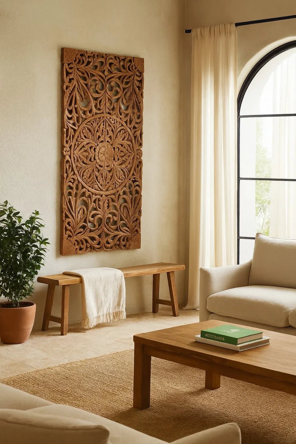 Padmavalli Ornate Mandala Carved Wall Panel - DOBRI ARTS AU