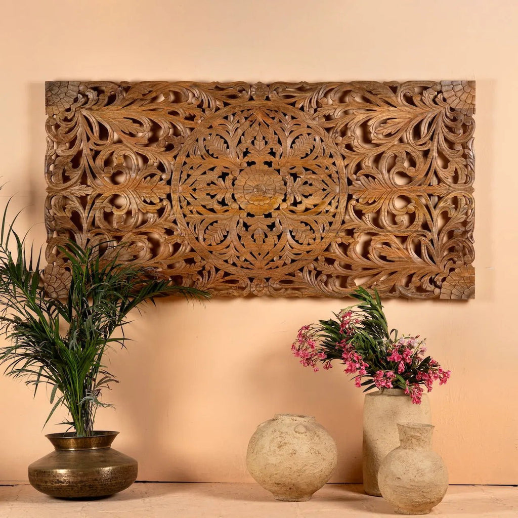 Padmavalli Ornate Mandala Carved Wall Panel - DOBRI ARTS AU