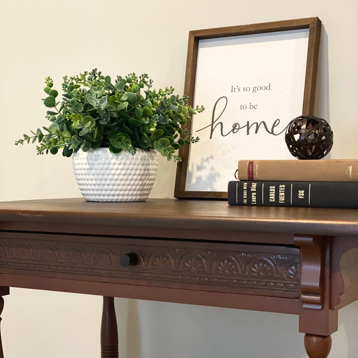 Palladio Carved Solid Wood Console Table – Traditional Hallway Side Table with Drawer, Lower Shelf & Turned Legs, Light Walnut Finish - DOBRI ARTS AU