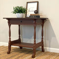 Palladio Carved Solid Wood Console Table – Traditional Hallway Side Table with Drawer, Lower Shelf & Turned Legs, Light Walnut Finish - DOBRI ARTS AU