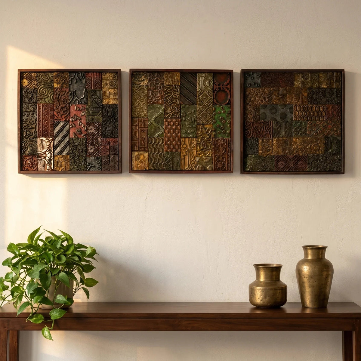 Patchwork Relief Handcrafted Wall Art Panel - DOBRI ARTS AU