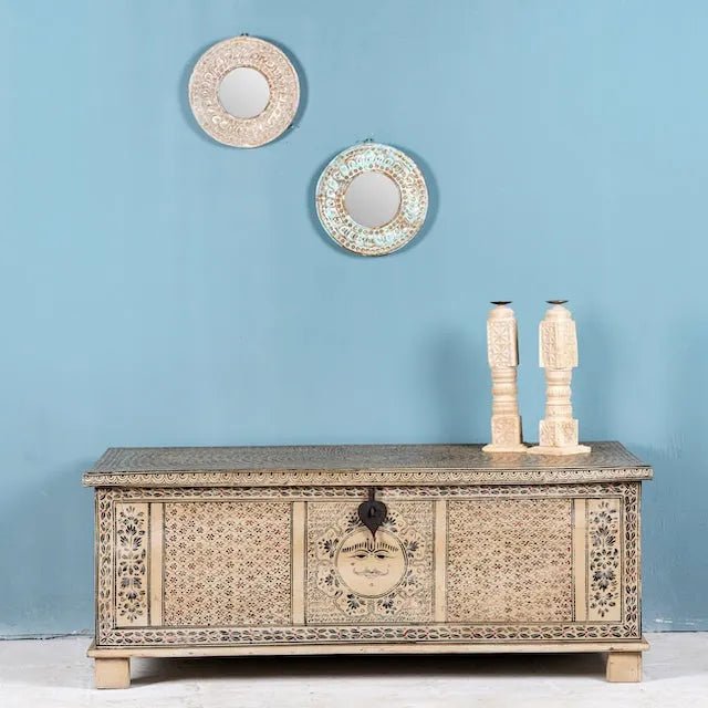 Patiala Hand-Painted Heritage Mango Wood Storage Chest - DOBRI ARTS AU