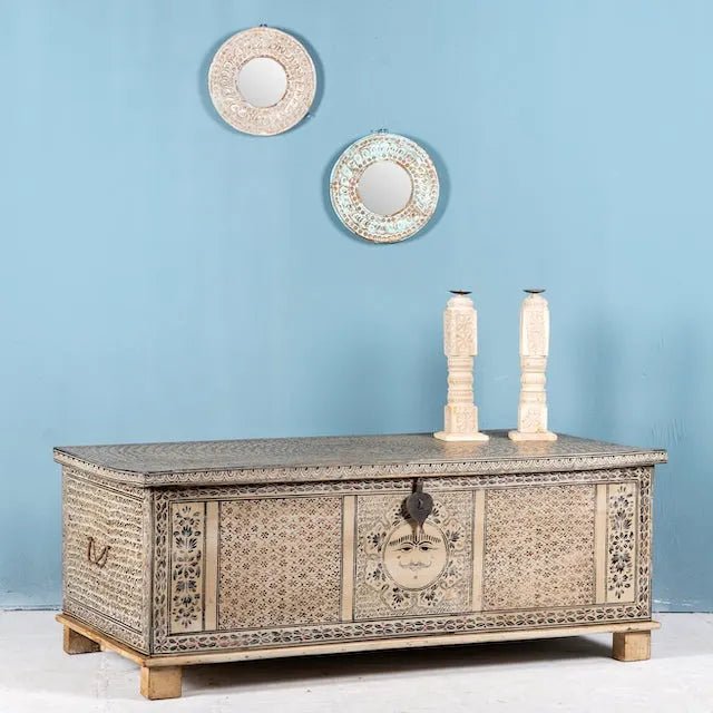 Patiala Hand-Painted Heritage Mango Wood Storage Chest - DOBRI ARTS AU