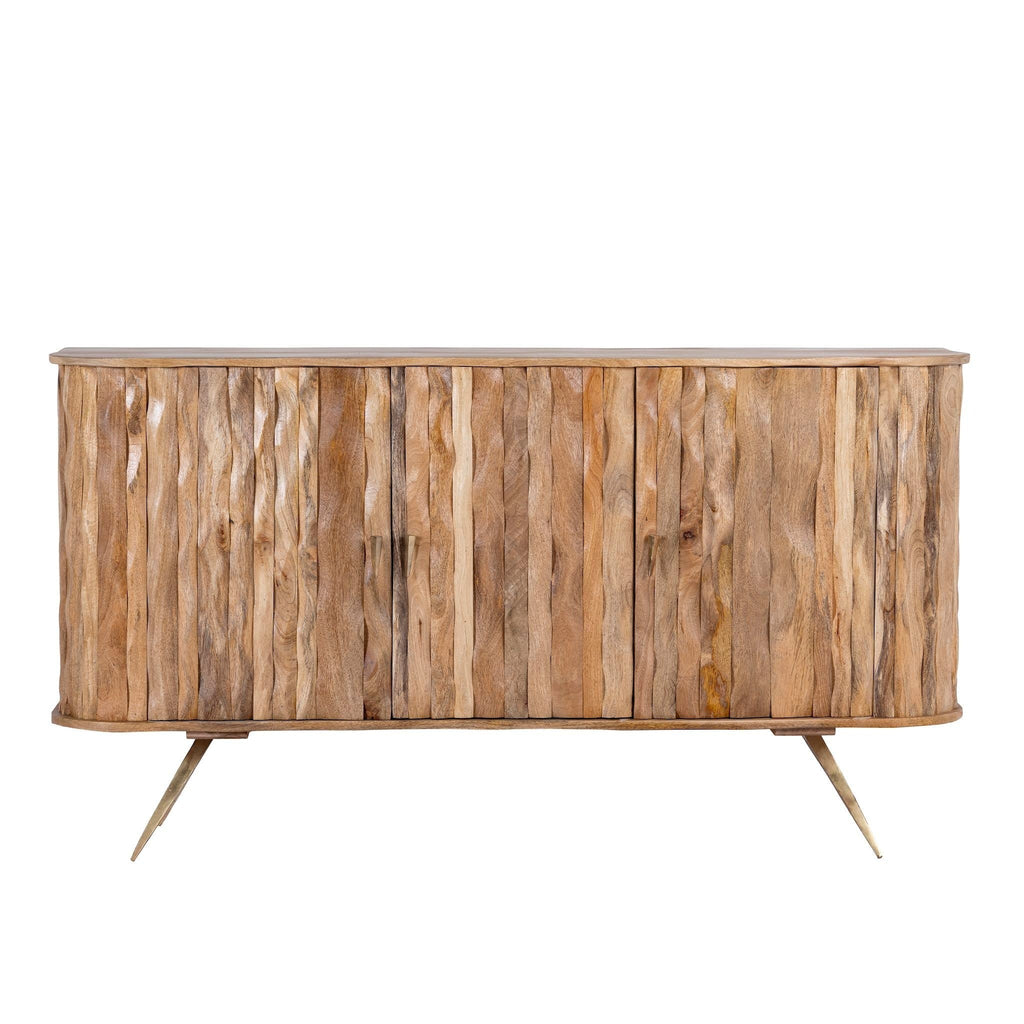 Prajna Sculpted Mango Wood Sideboard with Metal Legs - DOBRI ARTS AU