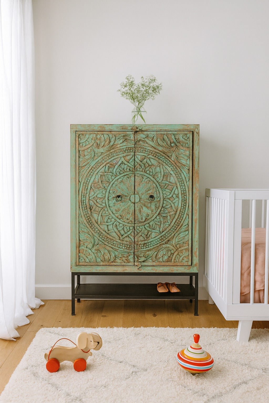 Puri Tall Hand-Carved Storage Cabinet - DOBRI ARTS AU