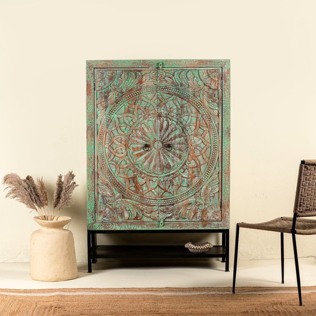 Puri Tall Hand-Carved Storage Cabinet - DOBRI ARTS AU