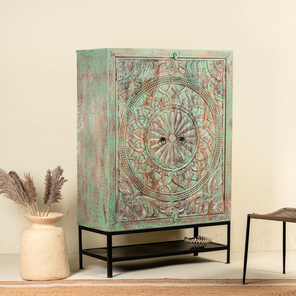Puri Tall Hand-Carved Storage Cabinet - DOBRI ARTS AU