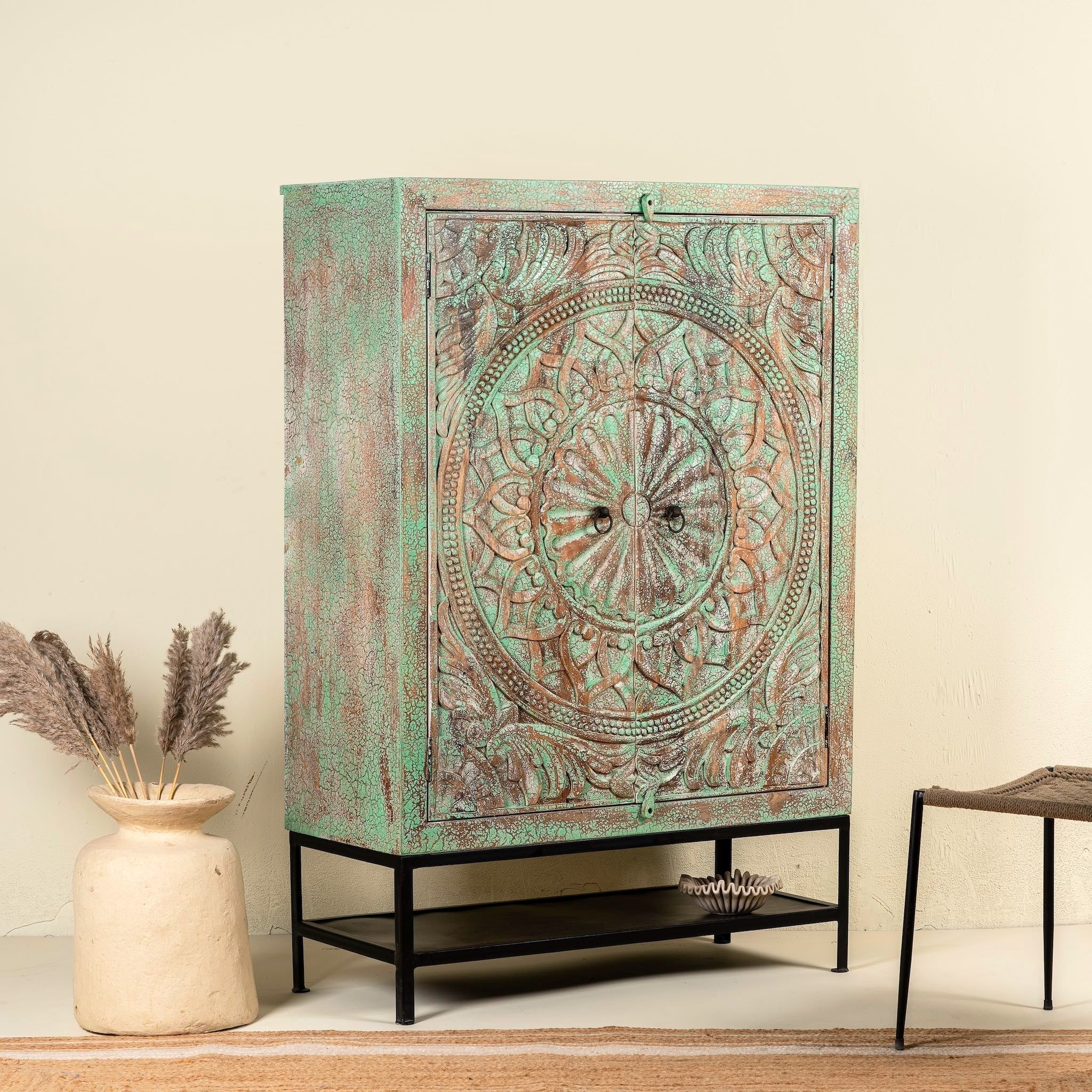 Puri Tall Hand-Carved Storage Cabinet - DOBRI ARTS AU