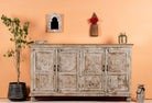 Quarim Hand-Carved Whitewashed Mango Wood Sideboard - DOBRI ARTS AU
