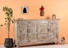 Quarim Hand-Carved Whitewashed Mango Wood Sideboard - DOBRI ARTS AU