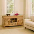 Raichur Natural Hand-Carved Mango Wood TV Lowboard - DOBRI ARTS AU