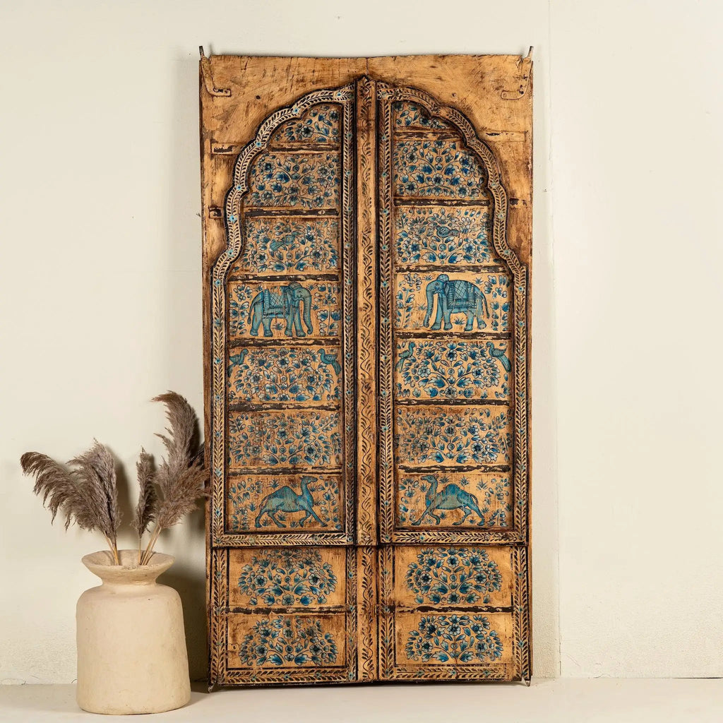Rajvansh Arched Hand-Painted Double Door Panel - DOBRI ARTS AU