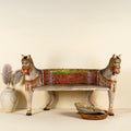 Rangila Hand-Painted Wooden Horse Bench – Vibrant Indian Folk Art Carved Accent Seat, 160cm - DOBRI ARTS AU