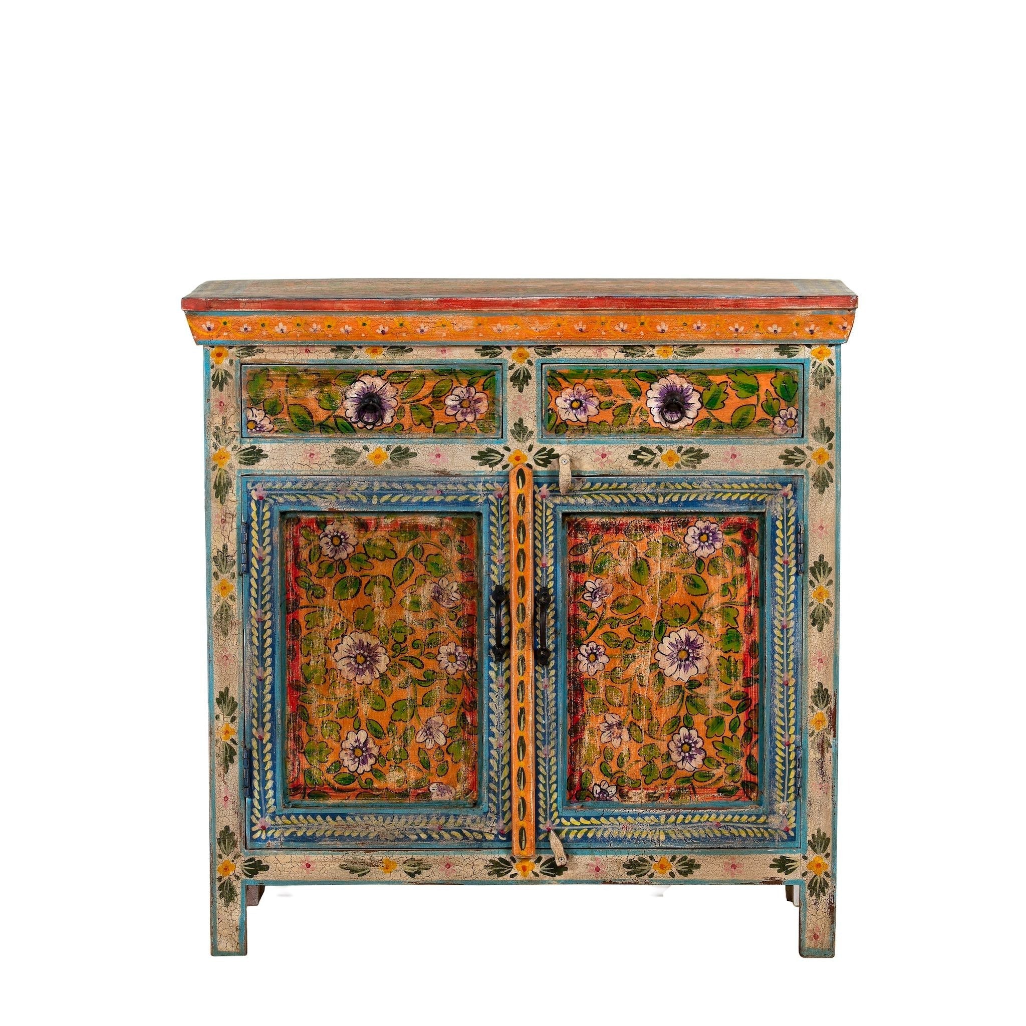 Rangoli Hand-Painted Vintage Cabinet - DOBRI ARTS AU