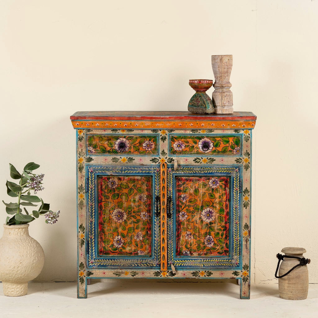 Rangoli Hand-Painted Vintage Cabinet - DOBRI ARTS AU