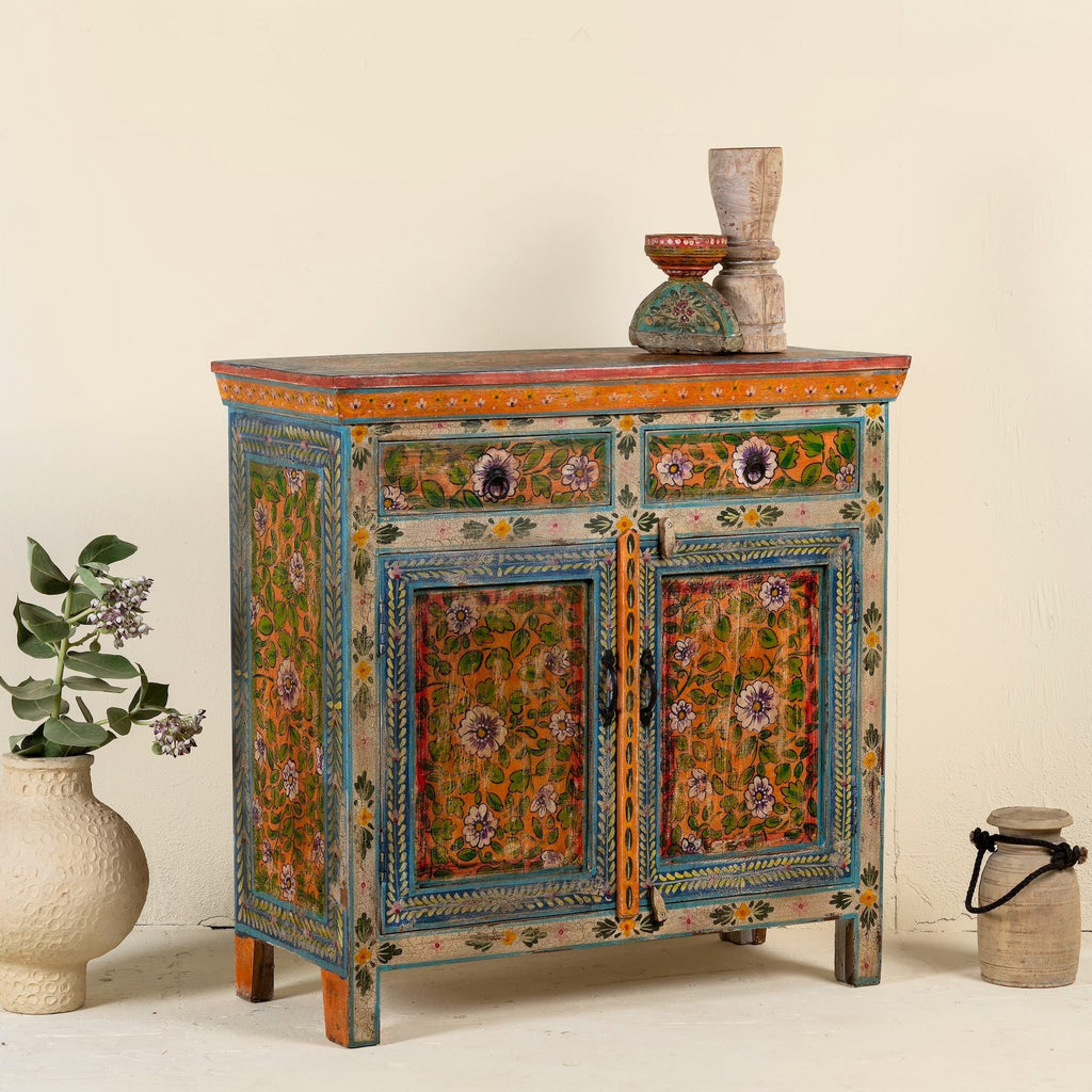 Rangoli Hand-Painted Vintage Cabinet - DOBRI ARTS AU