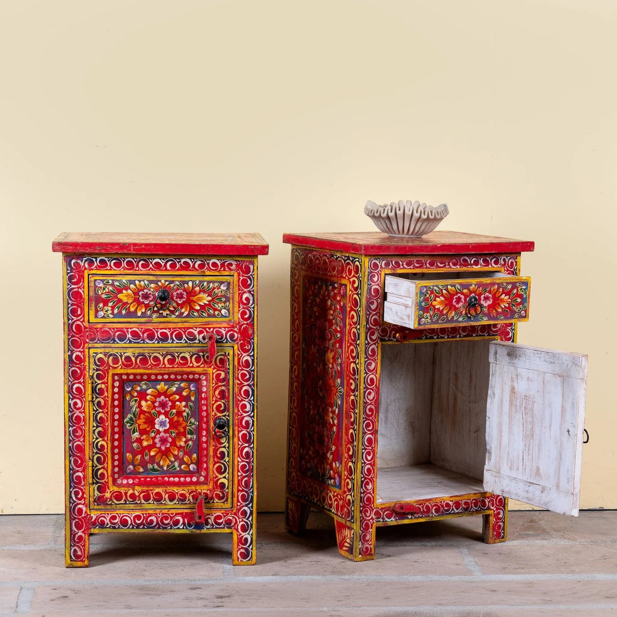 Rangriti Handpainted Bedside Cabinet Set - DOBRI ARTS AU