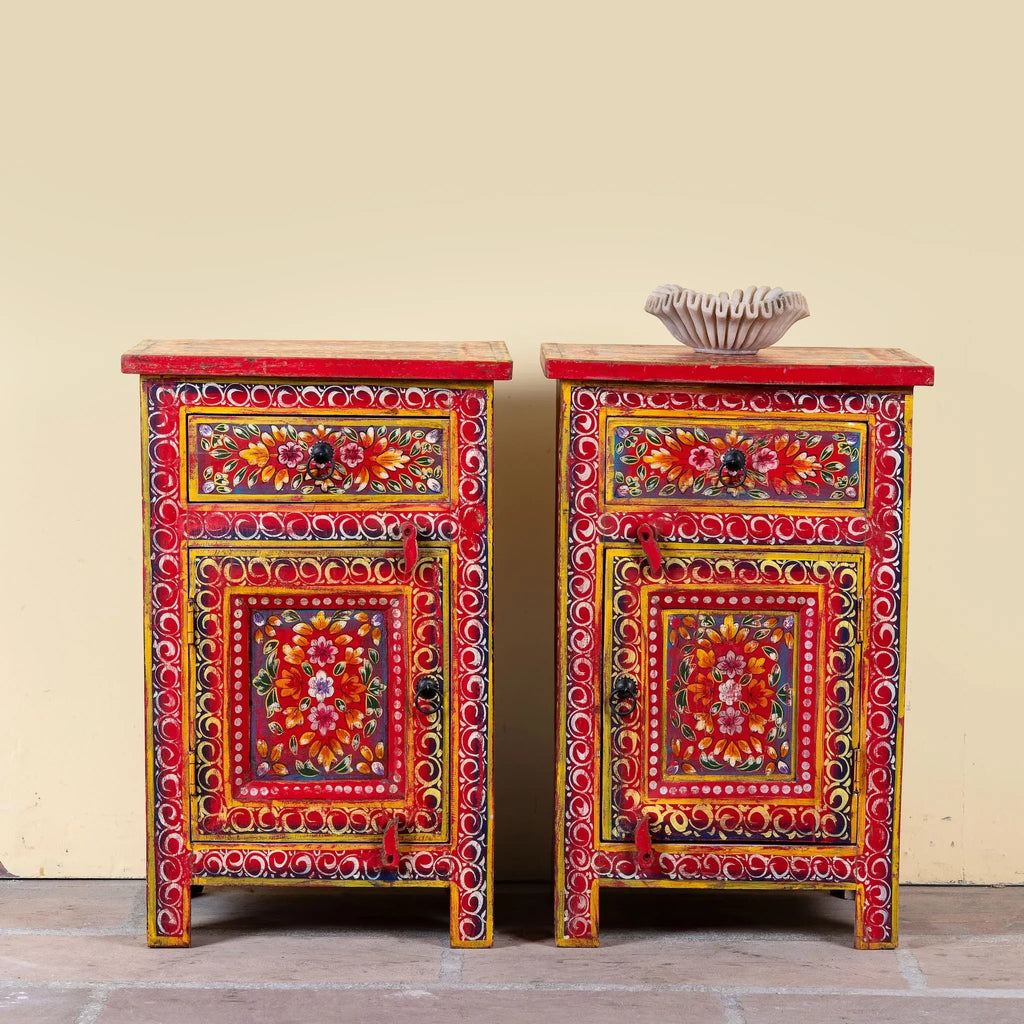 Rangriti Handpainted Bedside Cabinet Set - DOBRI ARTS AU
