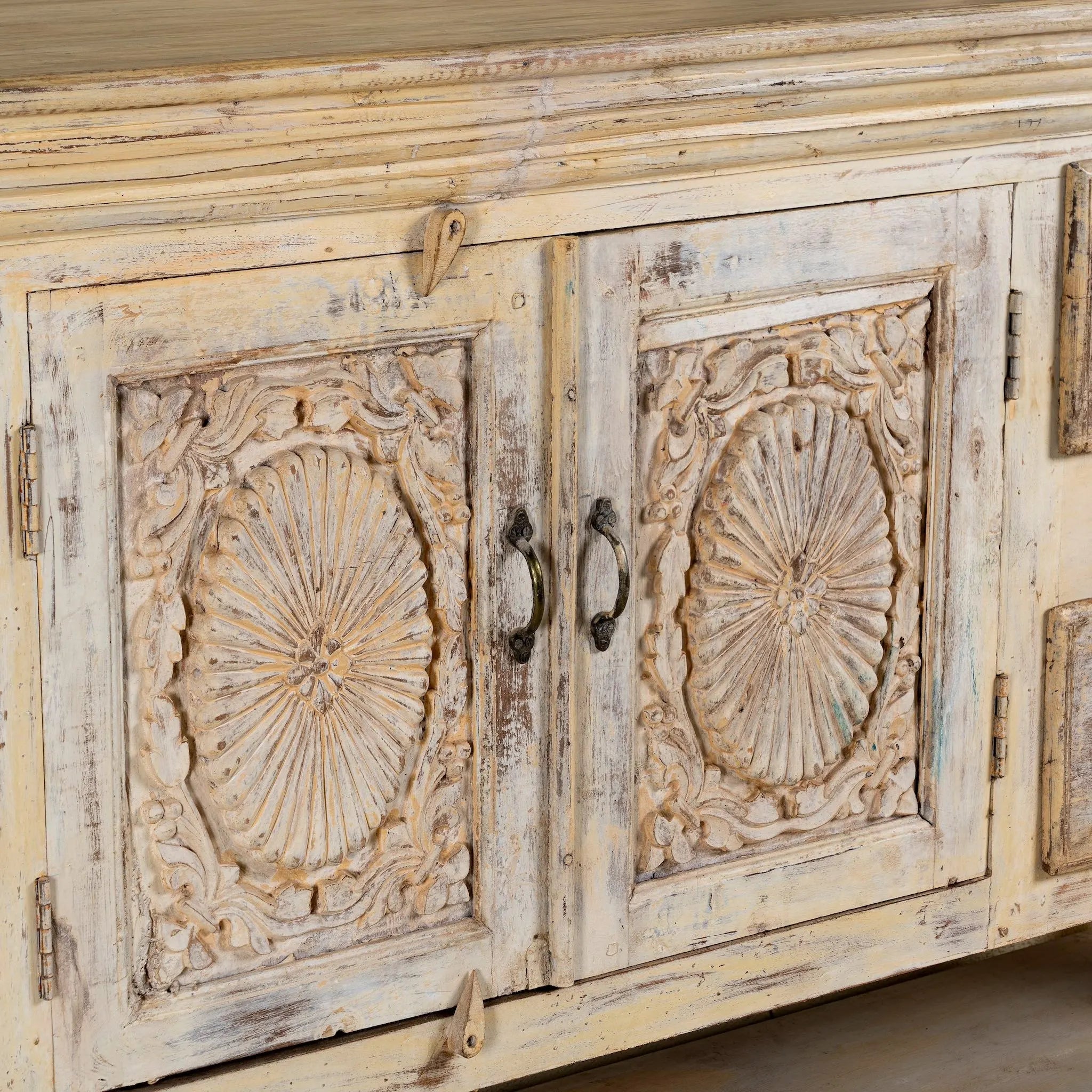 Ranjit Hand-Carved Distressed Sideboard Console - DOBRI ARTS AU