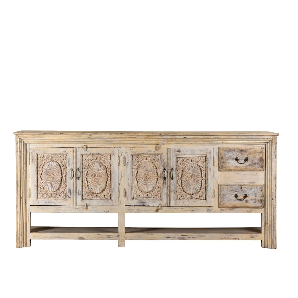 Ranjit Hand-Carved Distressed Sideboard Console - DOBRI ARTS AU
