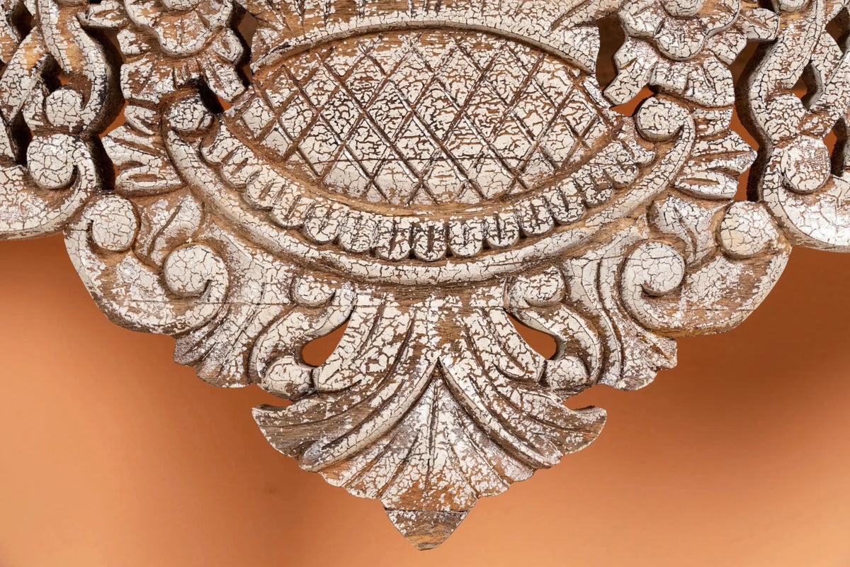 Ranpur Ornate Hand-Carved Distressed Console Table - DOBRI ARTS AU