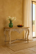 Ranpur Ornate Hand-Carved Distressed Console Table - DOBRI ARTS AU