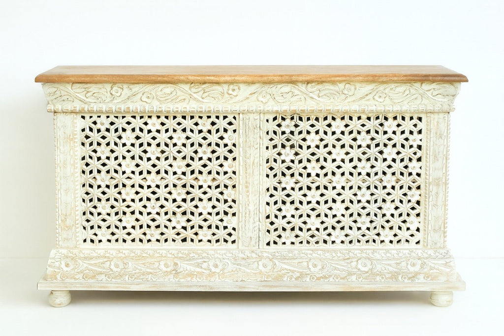 Riksha Hand-Carved Lattice Wooden Sideboard - DOBRI ARTS AU