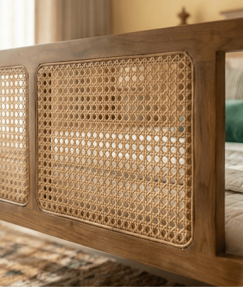 Rivaan Cane Panel Bed - DOBRI ARTS AU