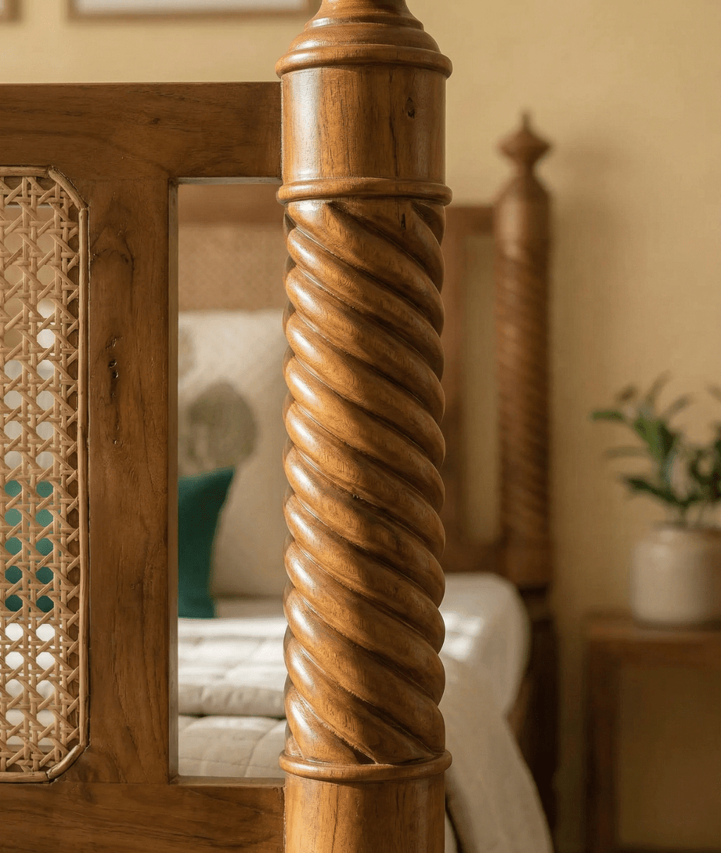 Rivaan Cane Panel Bed - DOBRI ARTS AU