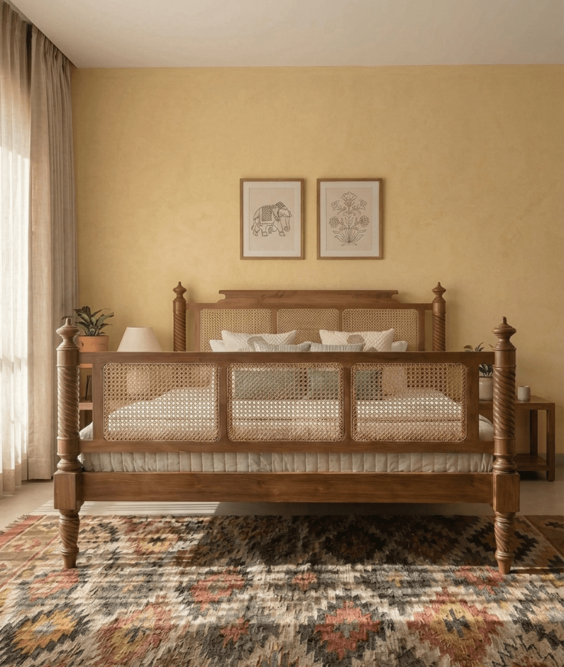 Rivaan Cane Panel Bed - DOBRI ARTS AU