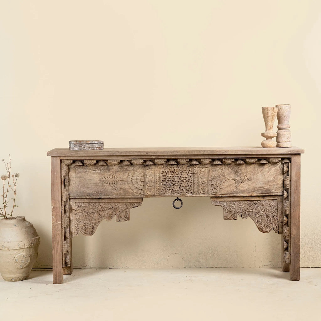 Rudrani Antique Carved Indian Console Table - DOBRI ARTS AU