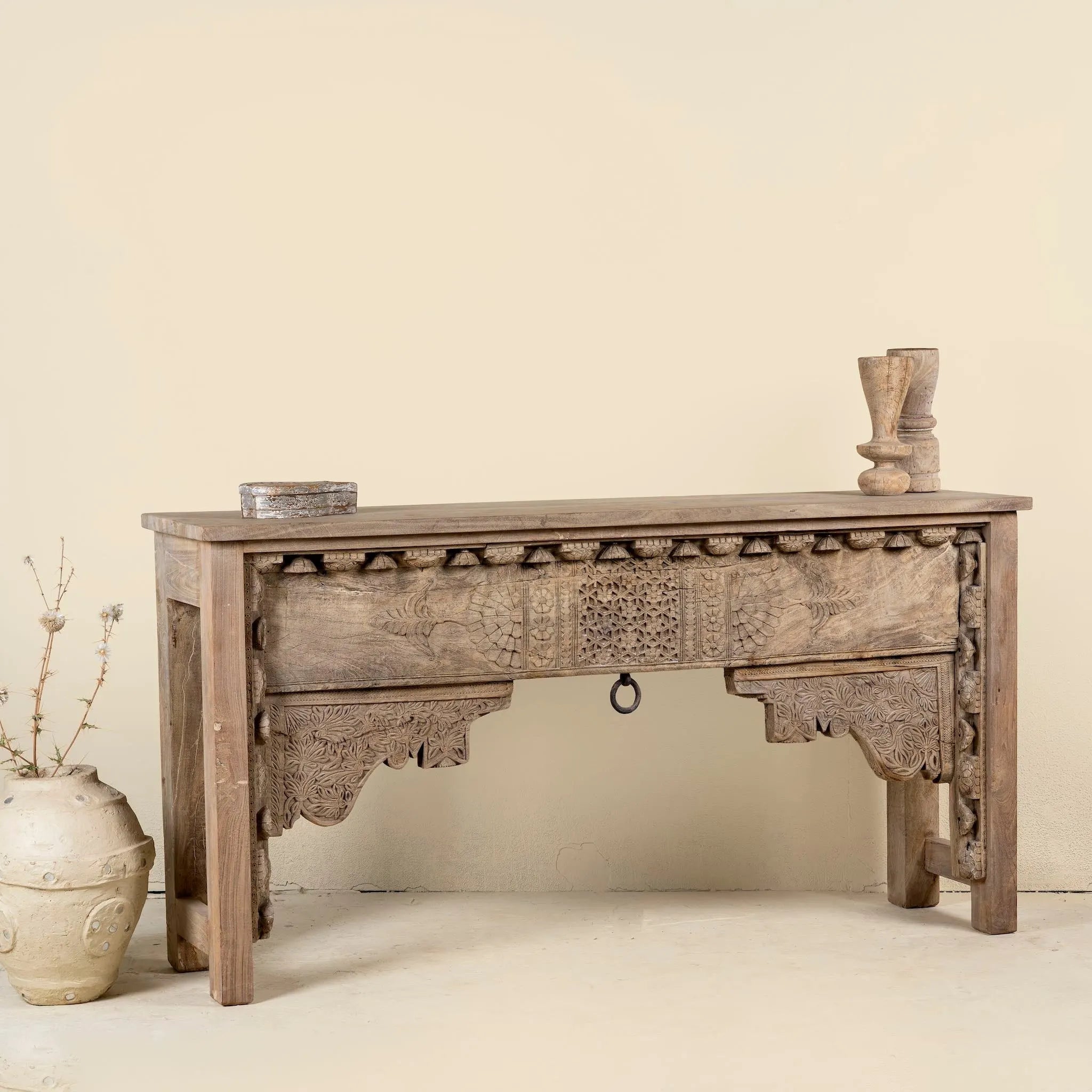 Rudrani Antique Carved Indian Console Table - DOBRI ARTS AU