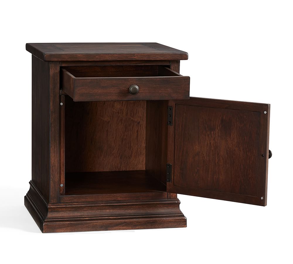 Ruhan Rustic Brown Mango Wood Bedside Table – Carved Solid Wood Nightstand with Drawer & Cabinet, Traditional Bedroom Side Table - DOBRI ARTS AU