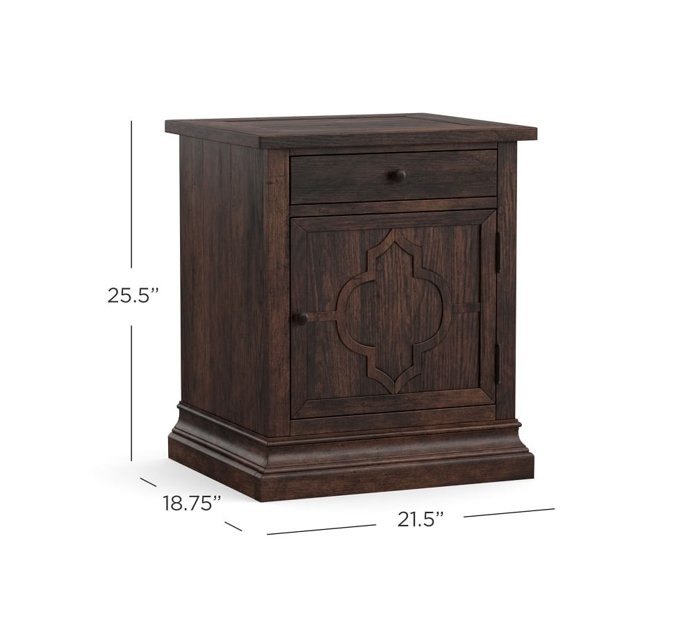 Ruhan Rustic Brown Mango Wood Bedside Table – Carved Solid Wood Nightstand with Drawer & Cabinet, Traditional Bedroom Side Table - DOBRI ARTS AU