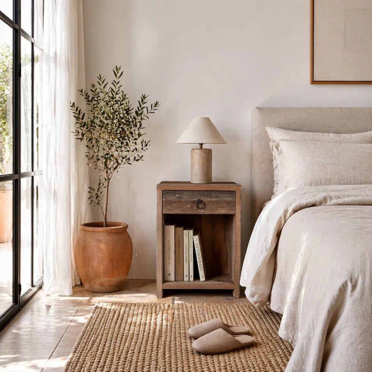 Rustic Open Shelf Bedside Table - DOBRI ARTS AU