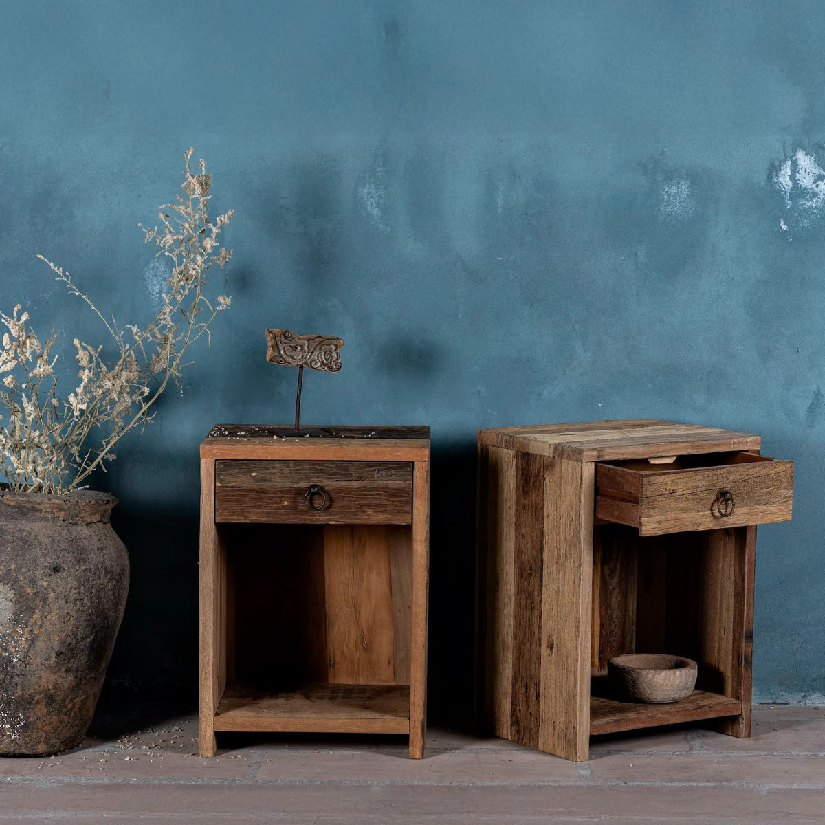 Rustic Open Shelf Bedside Table - DOBRI ARTS AU