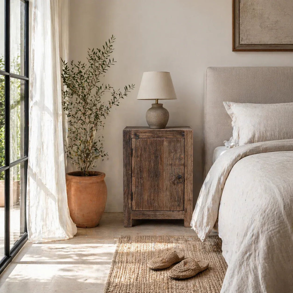 Rustic Reclaimed Wood Bedside Cabinet - DOBRI ARTS AU