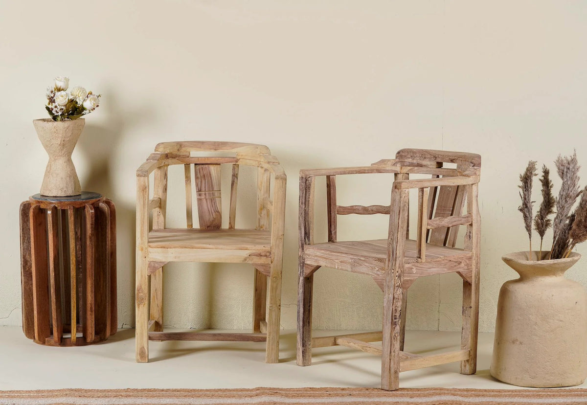 Saanvi Rustic Timber Armchair - DOBRI ARTS AU