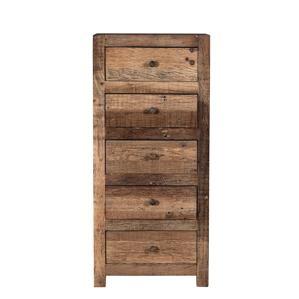 Saanvi Tall Rustic Wooden Chest of Drawers - DOBRI ARTS AU