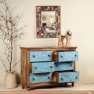 Safita Boho-Style Hand-Painted Mango Wood Cabinet - DOBRI ARTS AU