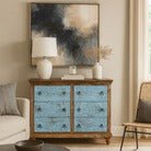 Safita Boho-Style Hand-Painted Mango Wood Cabinet - DOBRI ARTS AU